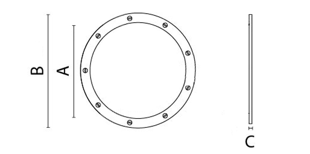 dimensions contre-plaque de hublot seul en laiton