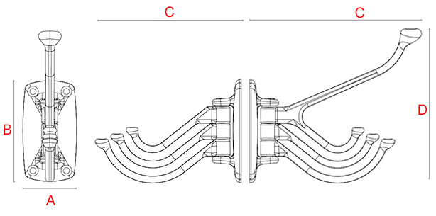 plan porte manteaux 3 ou 4 branches laiton