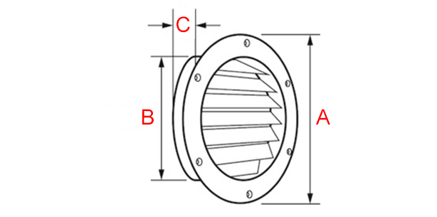 plan grille d'aération encastrable à lamelles laiton