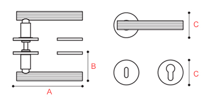 plan poignée de porte striée laiton