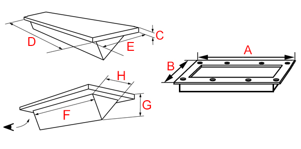 cotes puits lumière rectangle cadre profond bronze