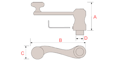 plan poignée manivelle bouton plat laiton